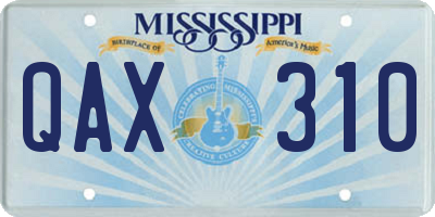MS license plate QAX310
