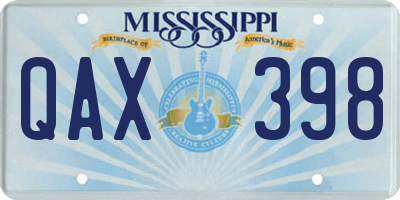 MS license plate QAX398