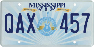 MS license plate QAX457