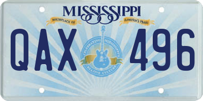 MS license plate QAX496