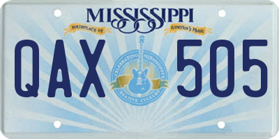 MS license plate QAX505