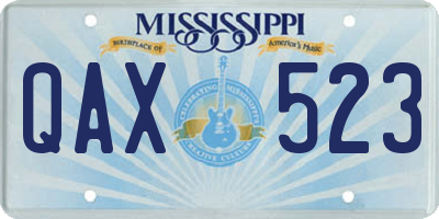 MS license plate QAX523