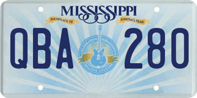 MS license plate QBA280