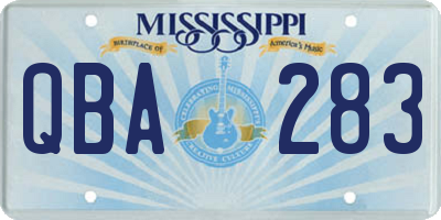 MS license plate QBA283
