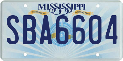 MS license plate SBA6604