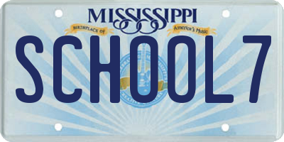 MS license plate SCHOOL7
