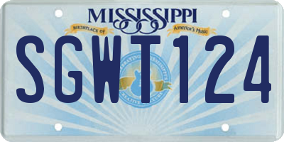 MS license plate SGWT124