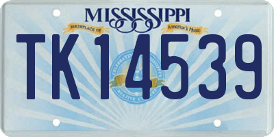 MS license plate TK14539