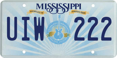 MS license plate UIW222