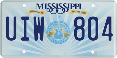 MS license plate UIW804