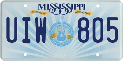 MS license plate UIW805