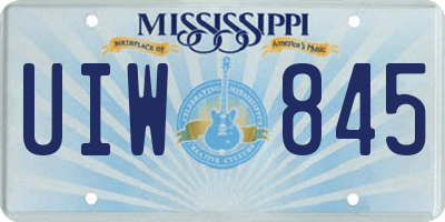 MS license plate UIW845