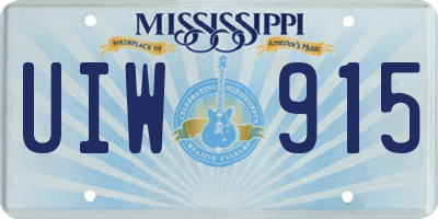 MS license plate UIW915