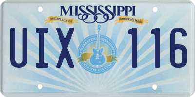 MS license plate UIX116