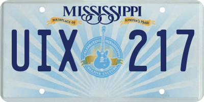 MS license plate UIX217