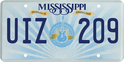 MS license plate UIZ209