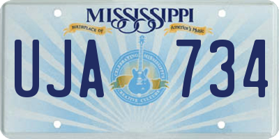 MS license plate UJA734