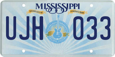 MS license plate UJH033
