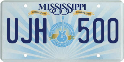 MS license plate UJH500
