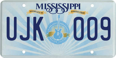 MS license plate UJK009