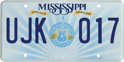 MS license plate UJK017
