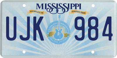 MS license plate UJK984