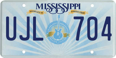 MS license plate UJL704