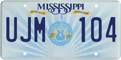MS license plate UJM104