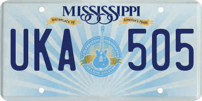 MS license plate UKA505