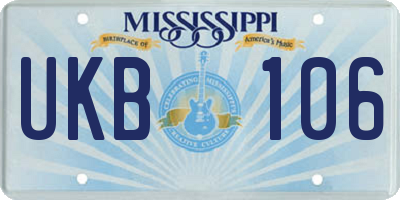 MS license plate UKB106