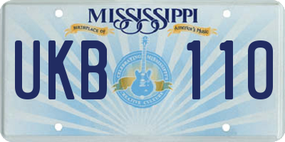 MS license plate UKB110