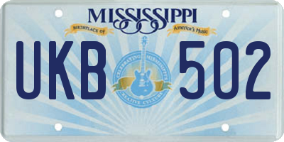 MS license plate UKB502