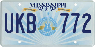 MS license plate UKB772