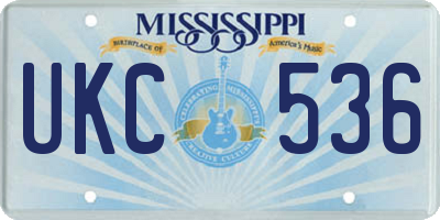 MS license plate UKC536