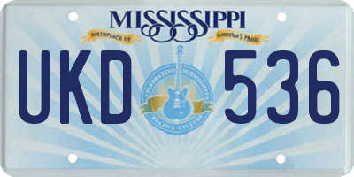 MS license plate UKD536