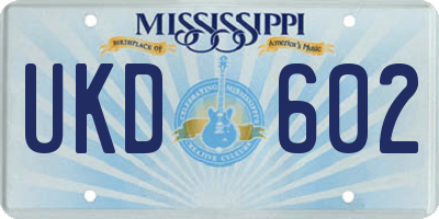 MS license plate UKD602