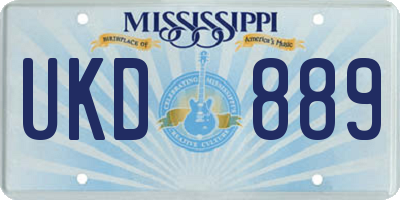 MS license plate UKD889