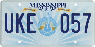 MS license plate UKE057