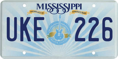MS license plate UKE226
