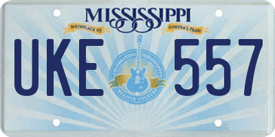 MS license plate UKE557