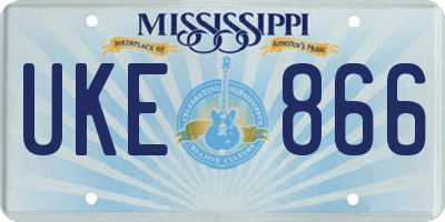 MS license plate UKE866