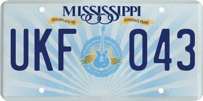 MS license plate UKF043