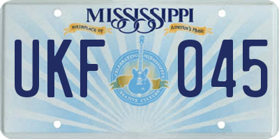 MS license plate UKF045