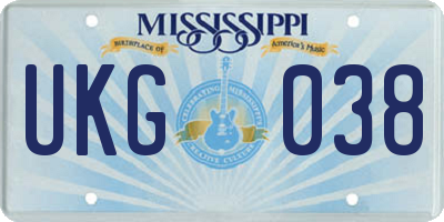 MS license plate UKG038