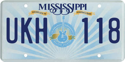 MS license plate UKH118
