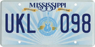 MS license plate UKL098