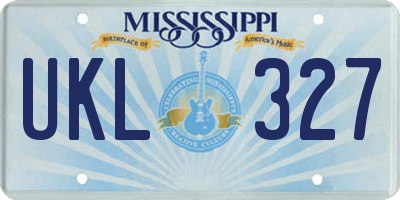 MS license plate UKL327