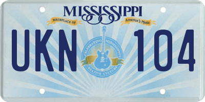 MS license plate UKN104