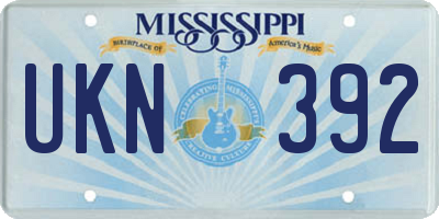 MS license plate UKN392