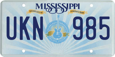 MS license plate UKN985